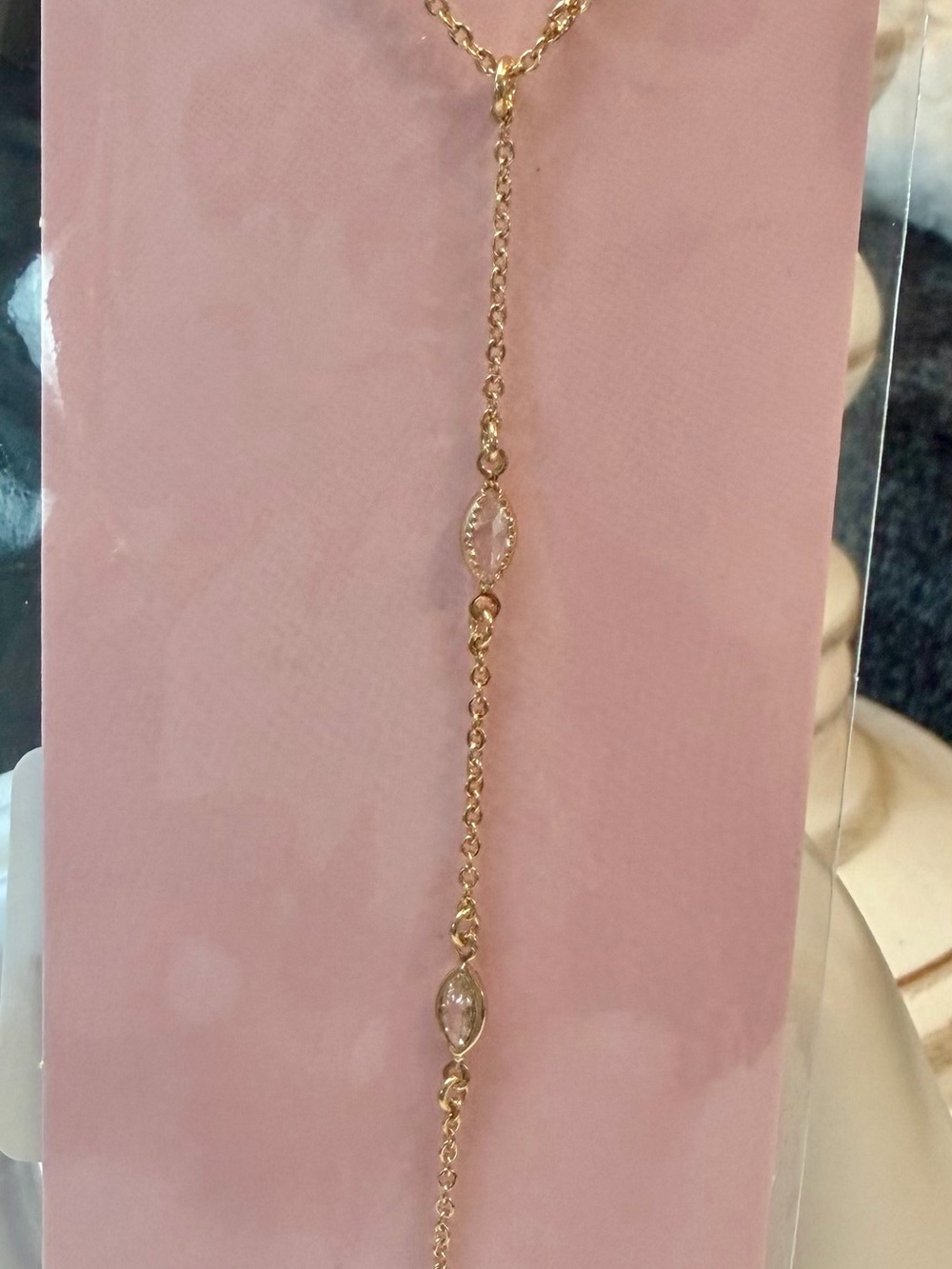 CRYSTAL HAZE Gold Marquise Link Hand Chain Bracelet and Ring 17”x 2” - Picture 8 of 14